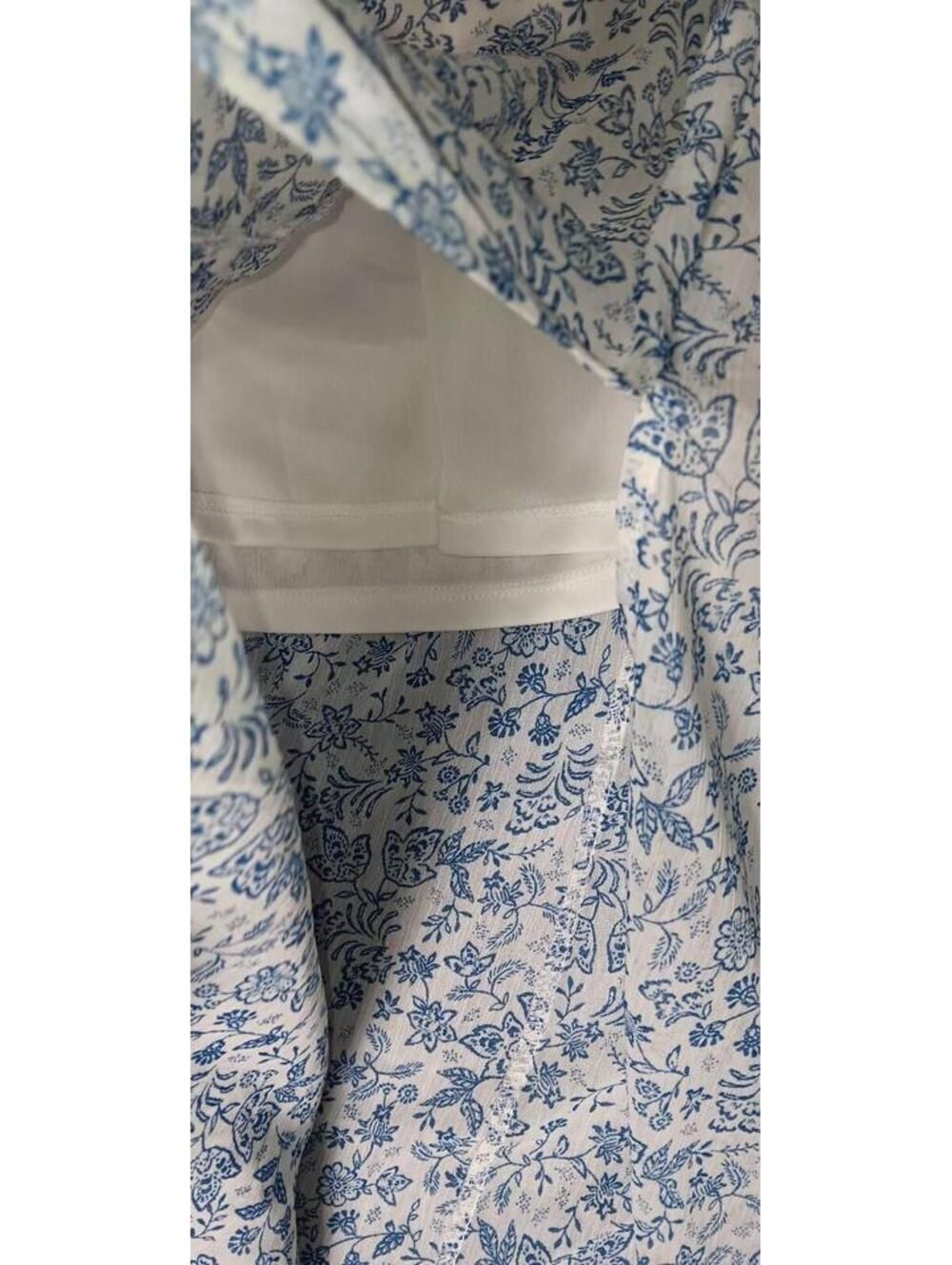 NWT! Sienna Sky Babydoll Milkmaid Dress Womens Size Mesium White And Blue Floral - Picture 14 of 14